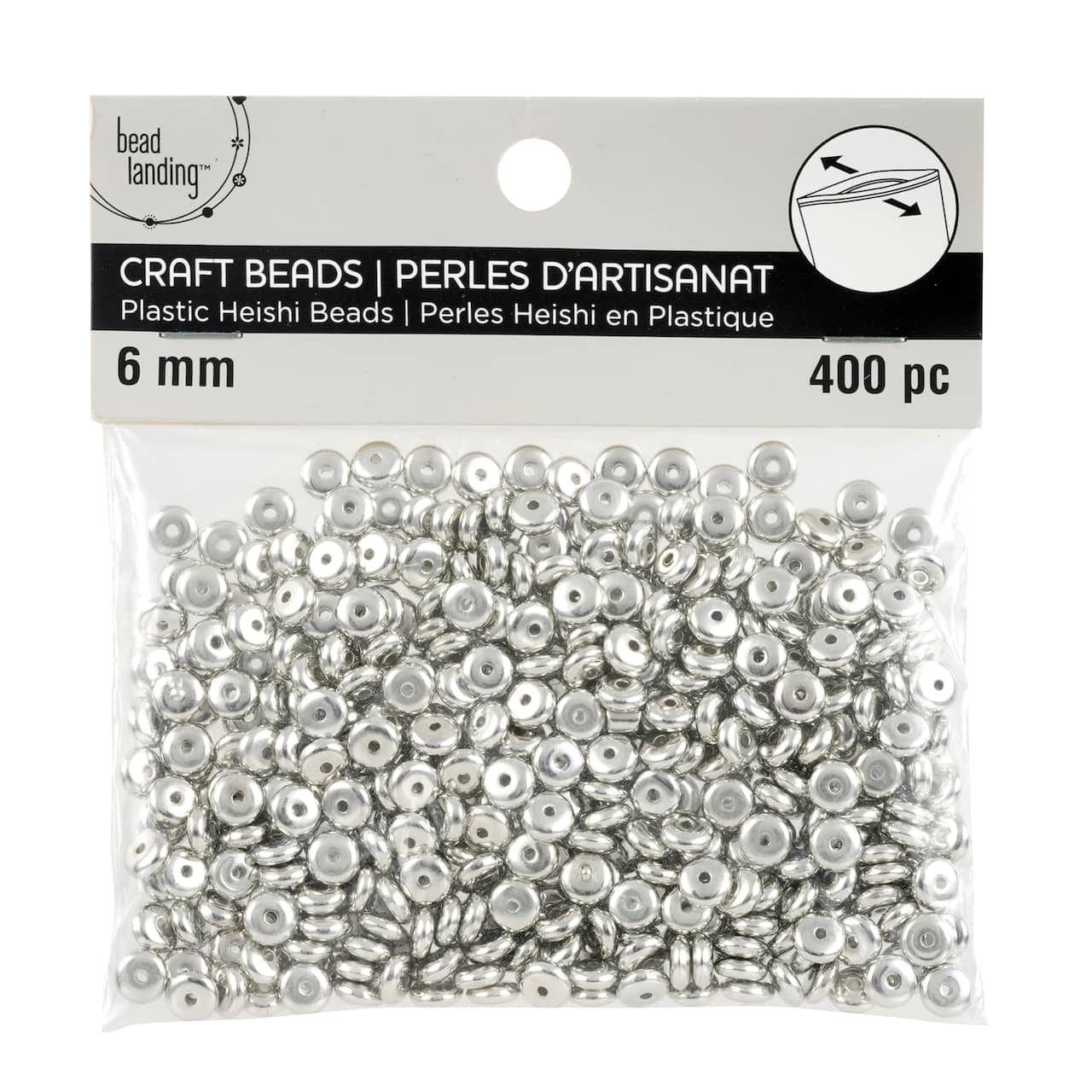 12 Packs: 400 ct. (4,800 total) Silver Plastic Heishi Craft Beads, 6mm by Bead Landing&#x2122;